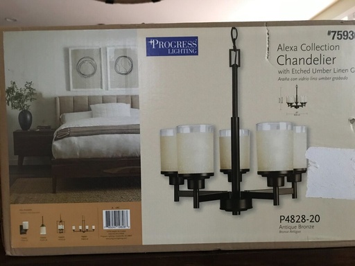 [P4828-20] LAMPARA COLGANTE TIPO CANDELABRO NIQUEL 5 SOCKET E27 PROGRESS